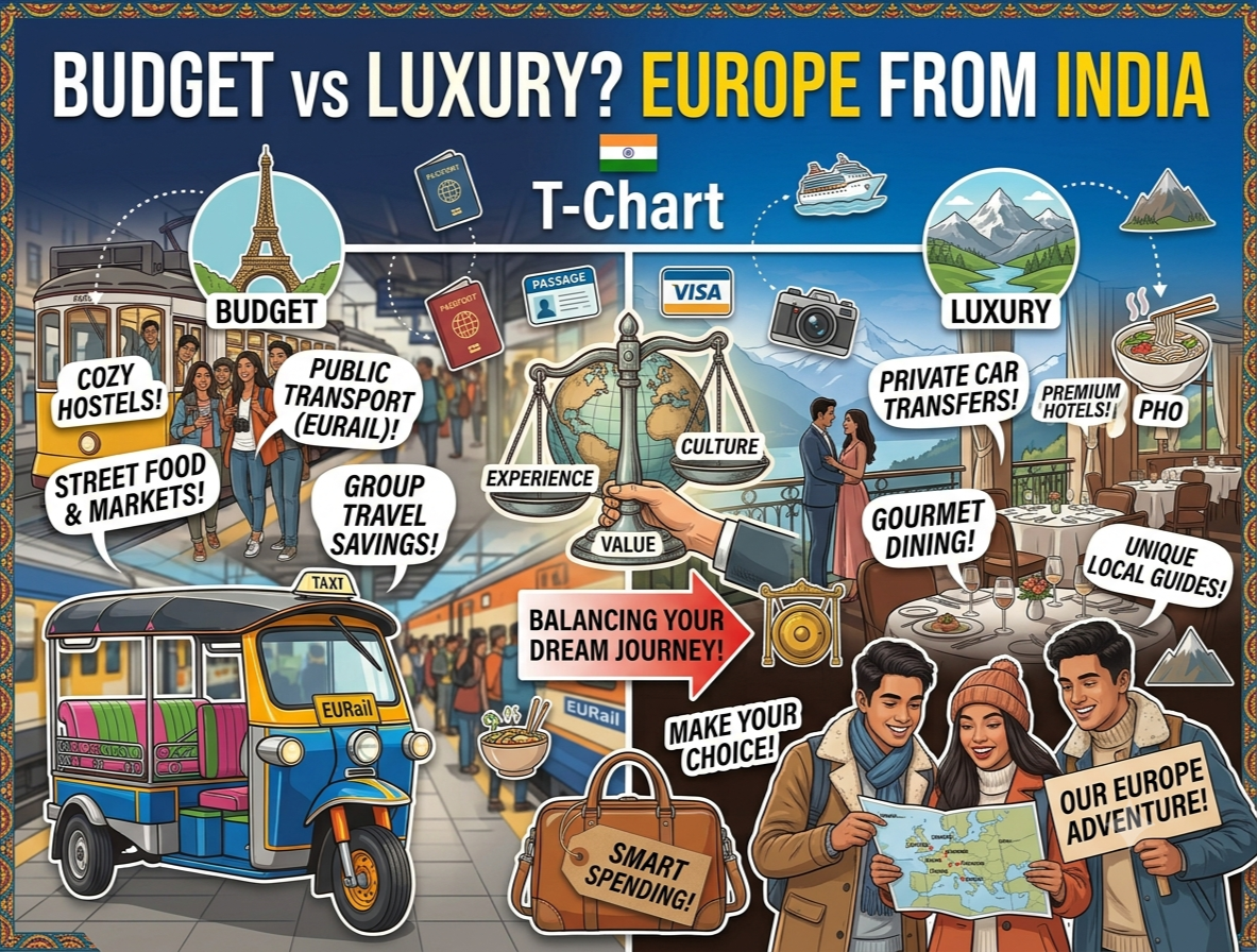 Budget vs Luxury: How to Plan a Europe Holiday from India